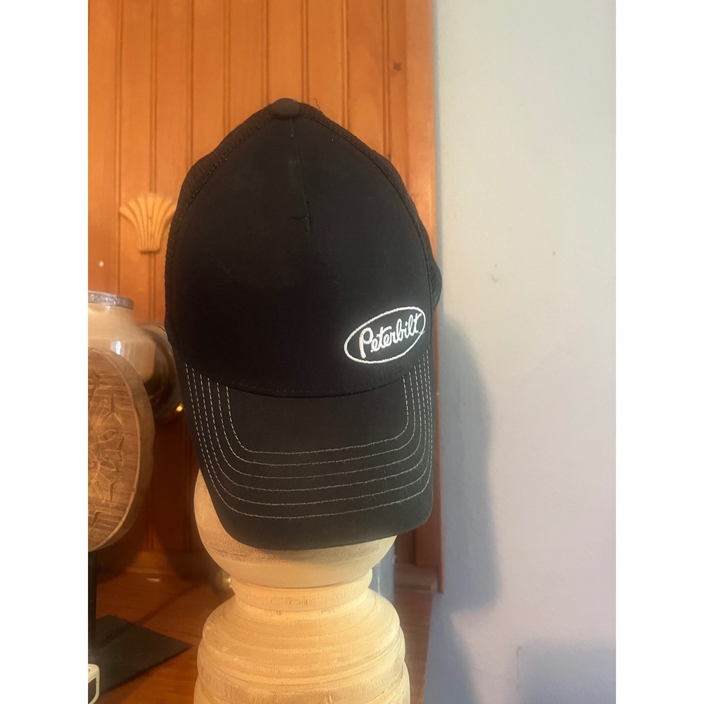 Peterbilt Trucker Hat Mens Black Mesh Snapback Logo Cap Contrast Stitching BDA